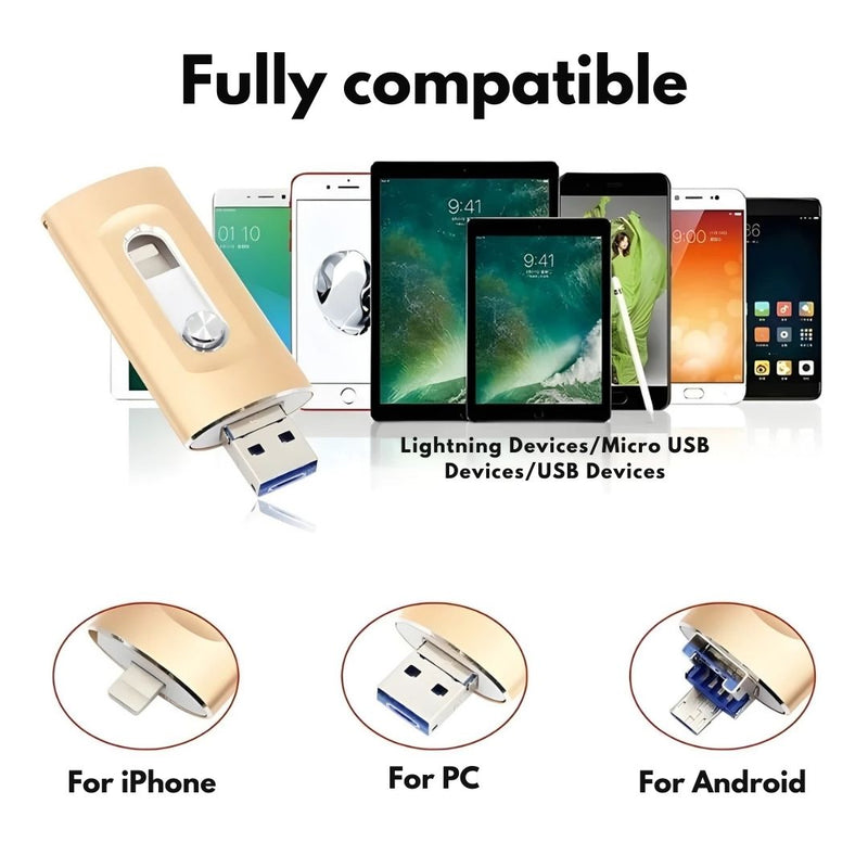 3 in 1 USB Stick with Fast Transfer and Wide Compatibility