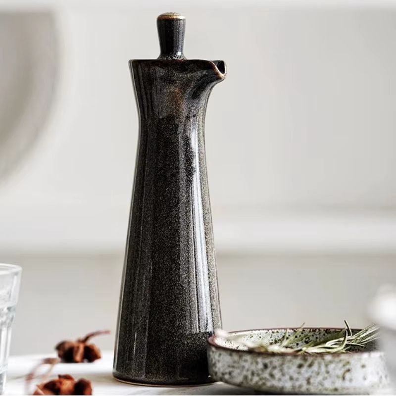 Stylish Ceramic Oil Dispenser with Drip-Free Spout for Kitchen and Table
