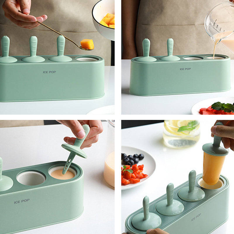 Silicone Ice Pop Mould with Four Reusable Sticks