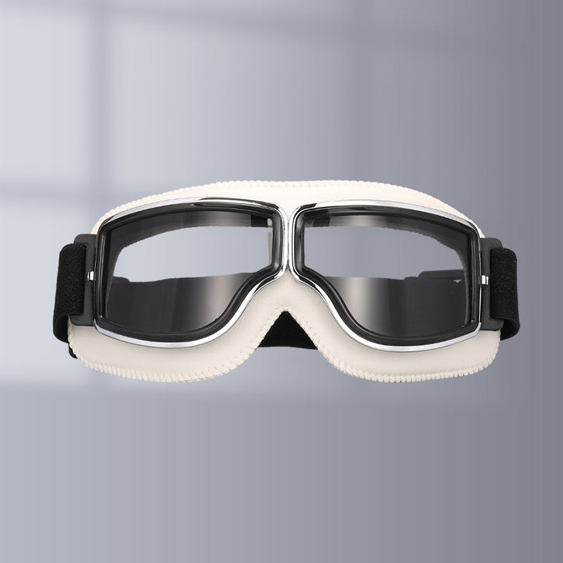 Vintage Motorcycle Goggles with Interchangeable Lenses and Comfort Padding