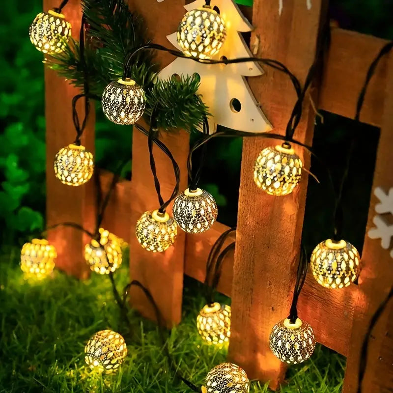 Moroccan Metal Globe String Lights for Indoor and Outdoor Décor