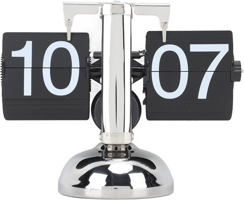 Retro Flip Desk Clock with Quartz Movement and Freestanding Base