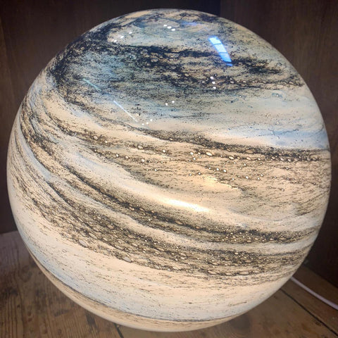 Swirled Glass Sphere LED Table Lamp with USB Power and Remote