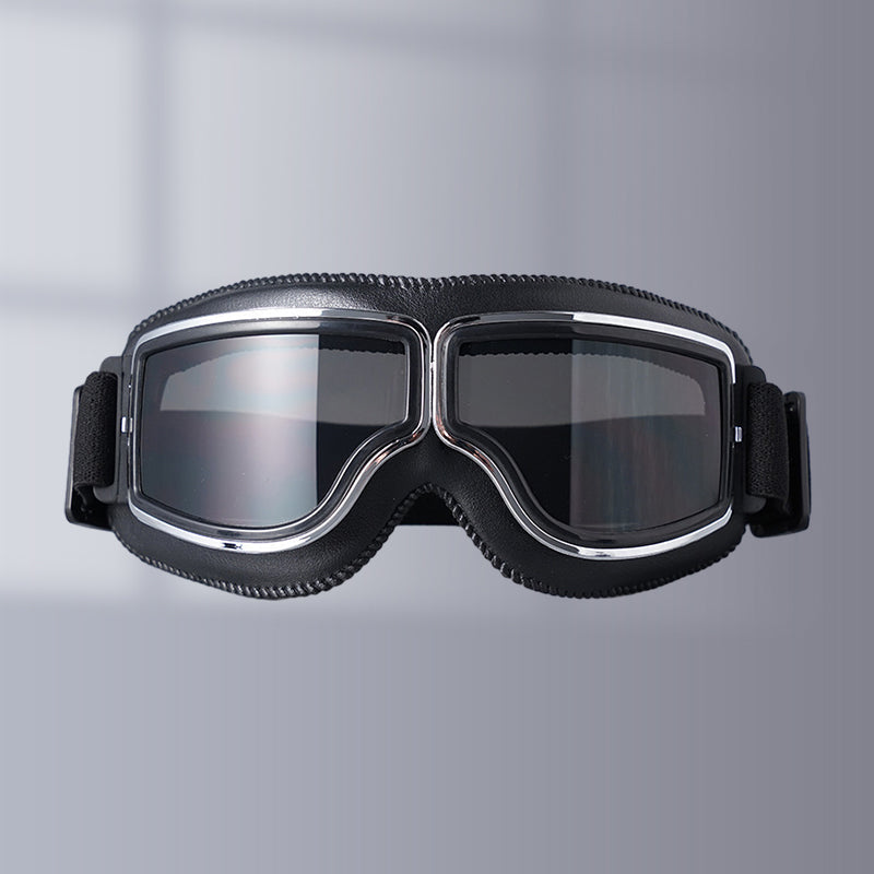 Vintage Motorcycle Goggles with Interchangeable Lenses and Comfort Padding
