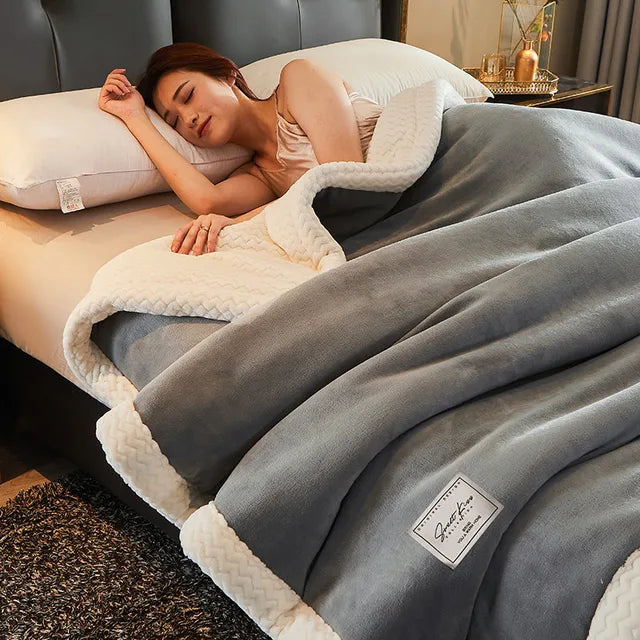 Fleece Blanket with Plain or Ribbed Texture and a Plush Reverse