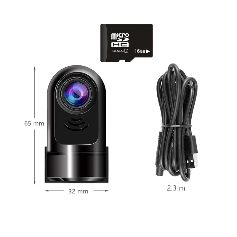 Mini Dash Camera with Full HD Recording and Rotating Mount