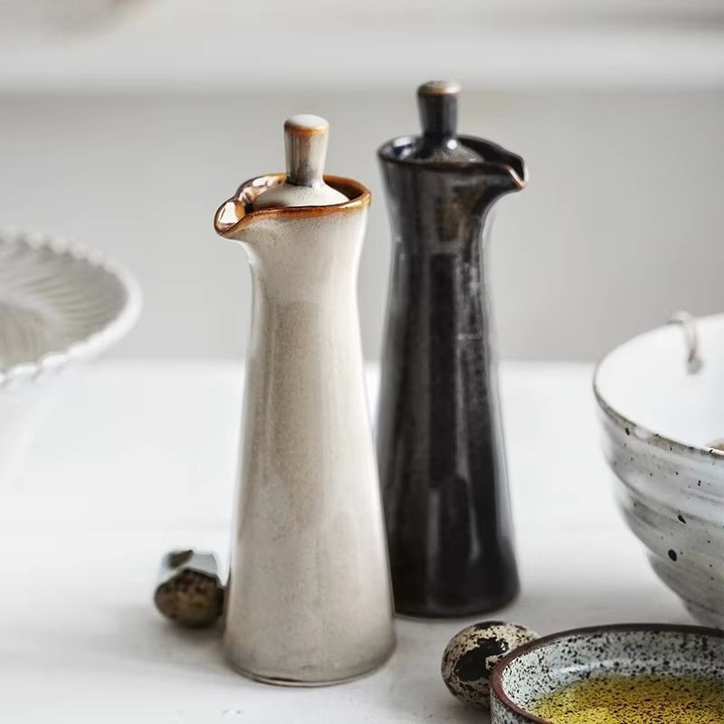 Stylish Ceramic Oil Dispenser with Drip-Free Spout for Kitchen and Table