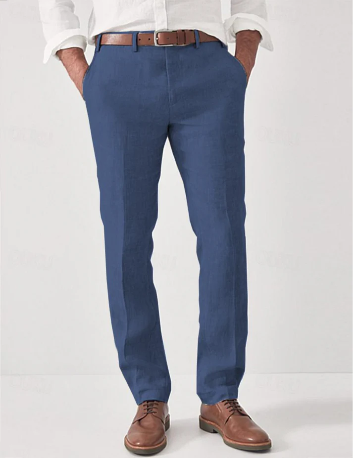 Linen pants men Breathable Summer Trousers with Modern Fit