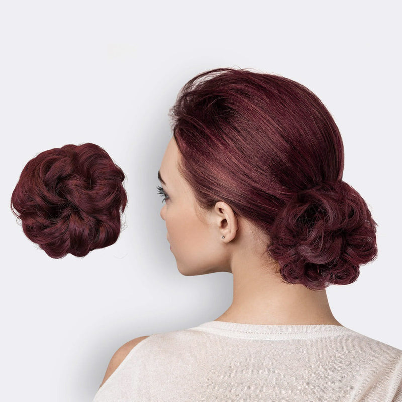 Messy Bun Hair Scrunchie with Synthetic Fibres and Elastic Attachment