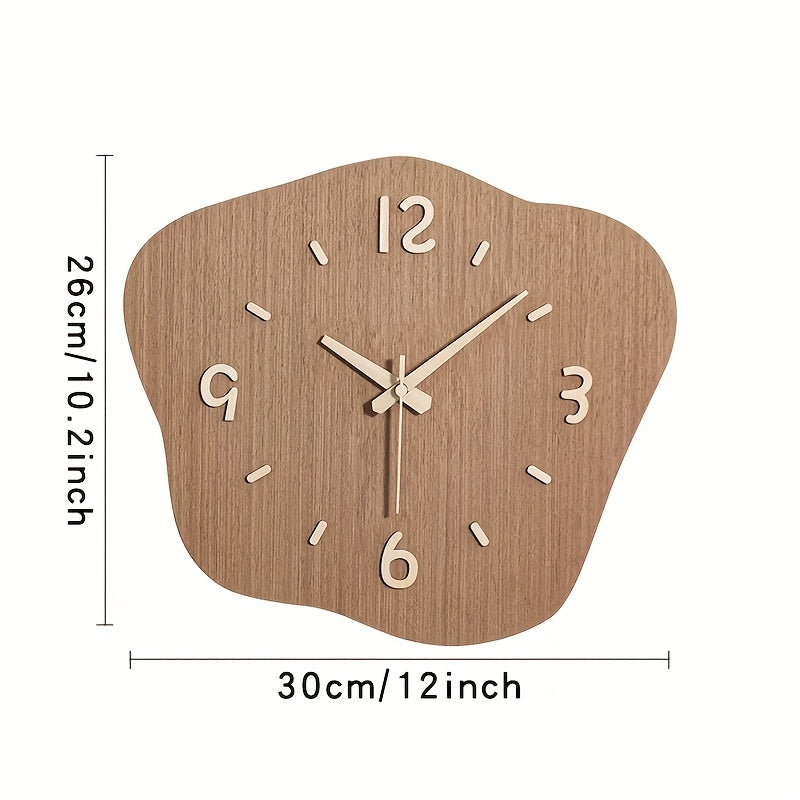Wooden Wall Clock with Irregular Shape – Silent Movement and Decorative
