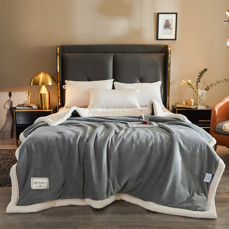 Fleece Blanket with Plain or Ribbed Texture and a Plush Reverse