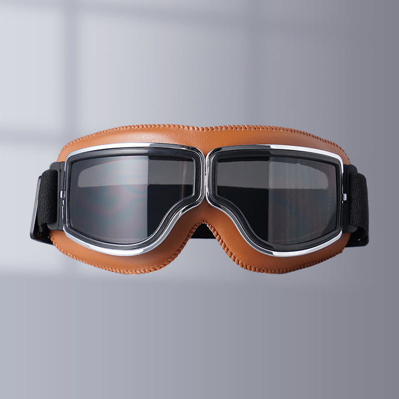 Vintage Motorcycle Goggles with Interchangeable Lenses and Comfort Padding