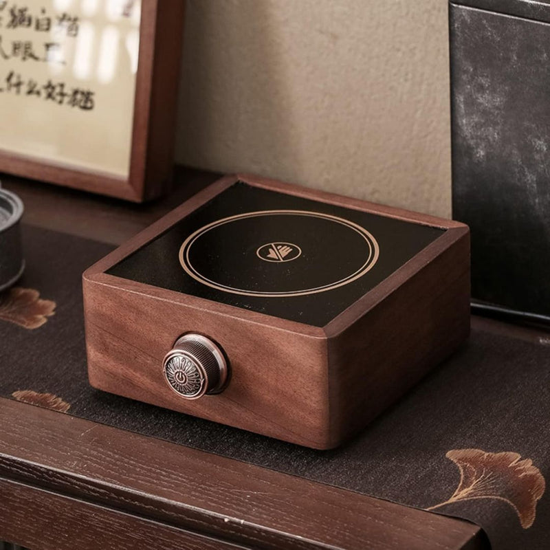Electric Tea Warmer Made of Walnut with Adjustable Temperature