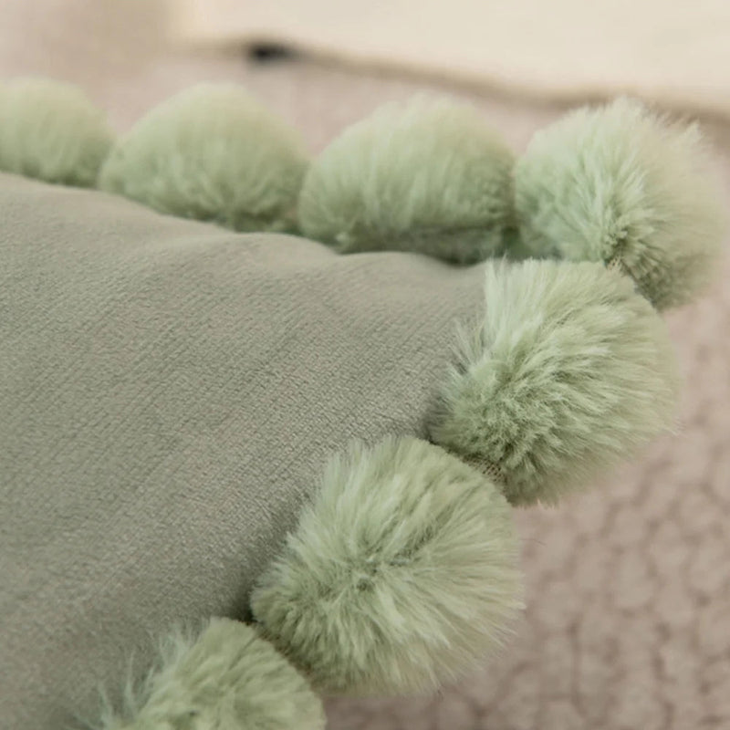 Velvet Pom-Pom Trim Cushion Cover for Sofas, Beds and Armchairs
