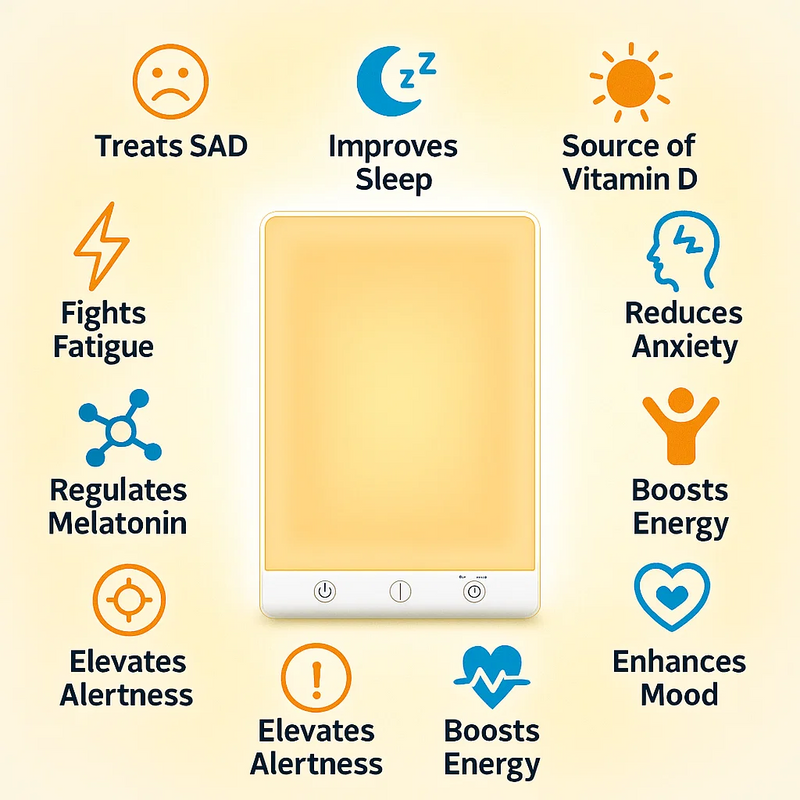 10,000 Lux SAD Light Therapy Lamp with Adjustable Brightness & Timer