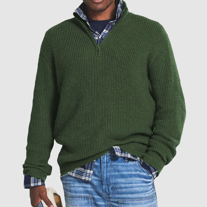 Men's Half-Zip Cashmere Blend Jumper for Everyday Comfort