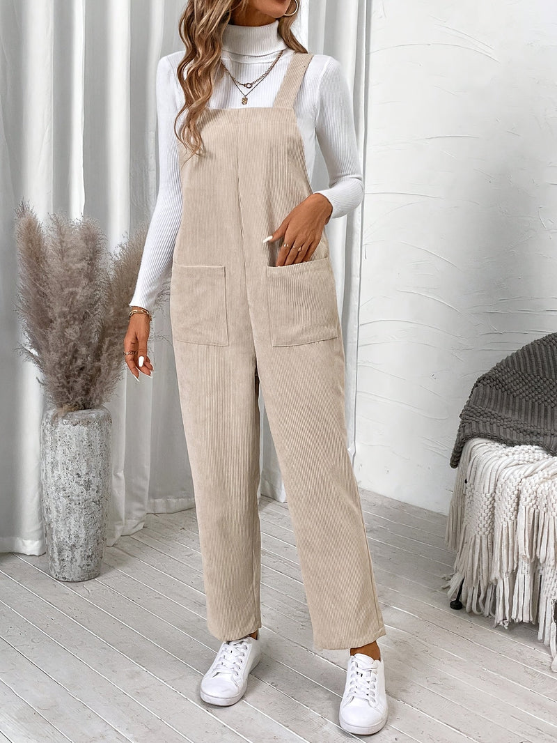 Ladies Corduroy Dungarees – Straight-Leg Garden Trousers with Pockets
