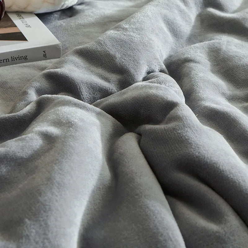 Fleece Blanket with Plain or Ribbed Texture and a Plush Reverse
