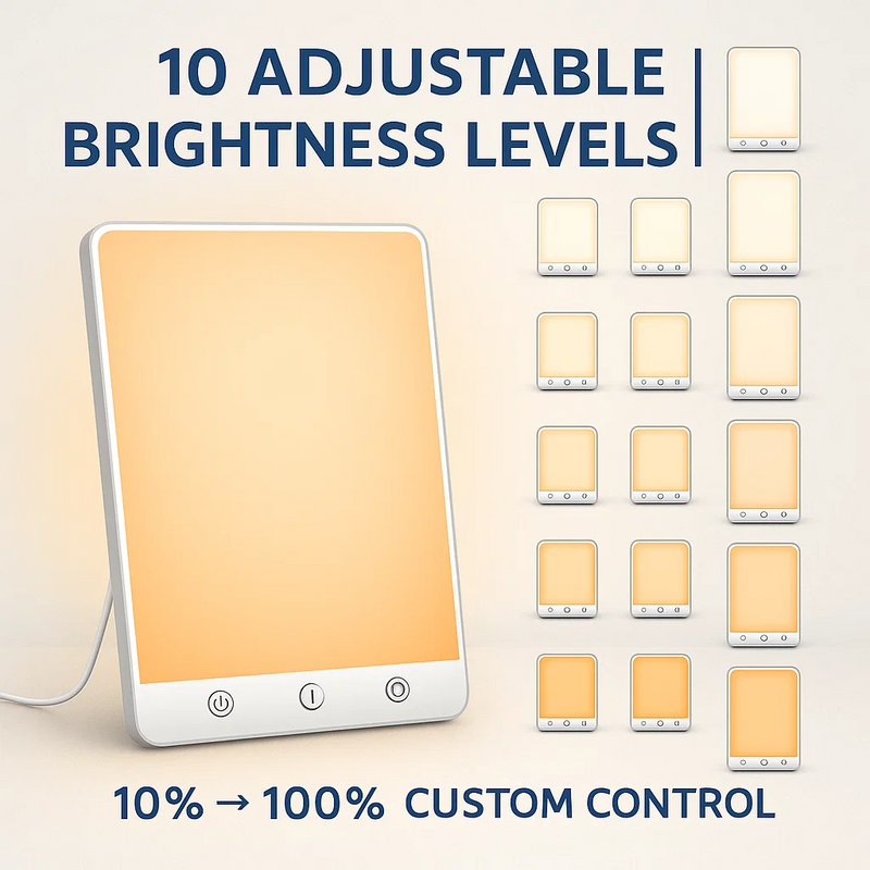 10,000 Lux SAD Light Therapy Lamp with Adjustable Brightness & Timer