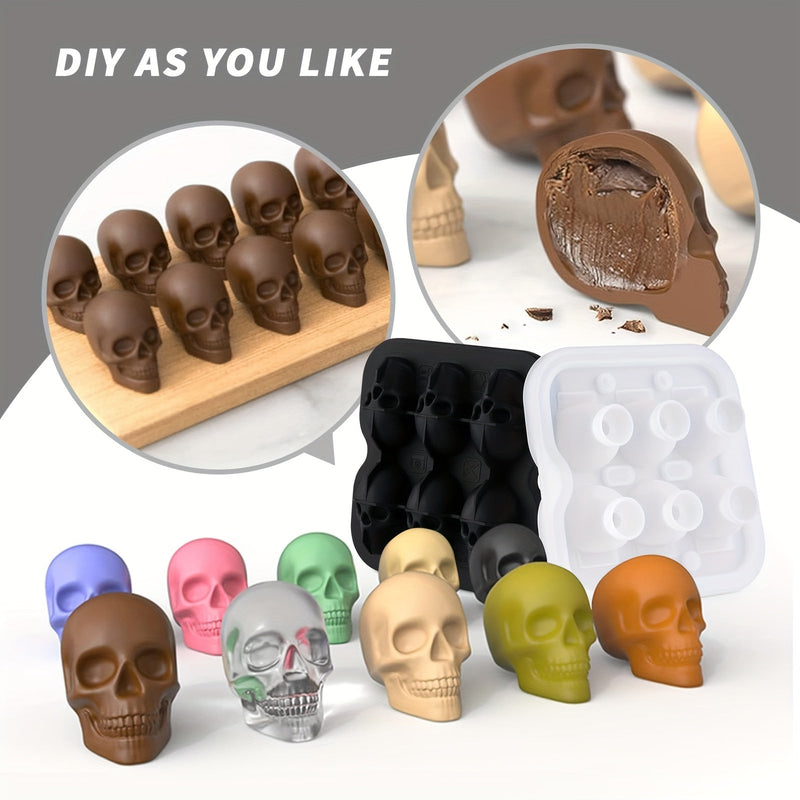 Silicone Skull Ice Cube Tray with Six Large Moulds