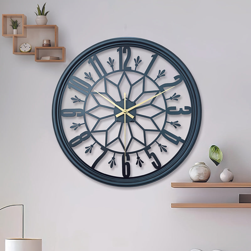 Large Metal Wall Clock with Silent Quartz Movement