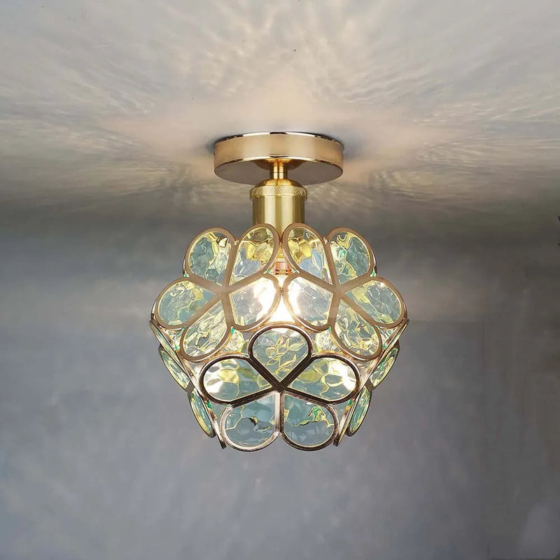 Ceiling Lamp with Floral Glass Design for Warm and Stylish Indoor Lighting