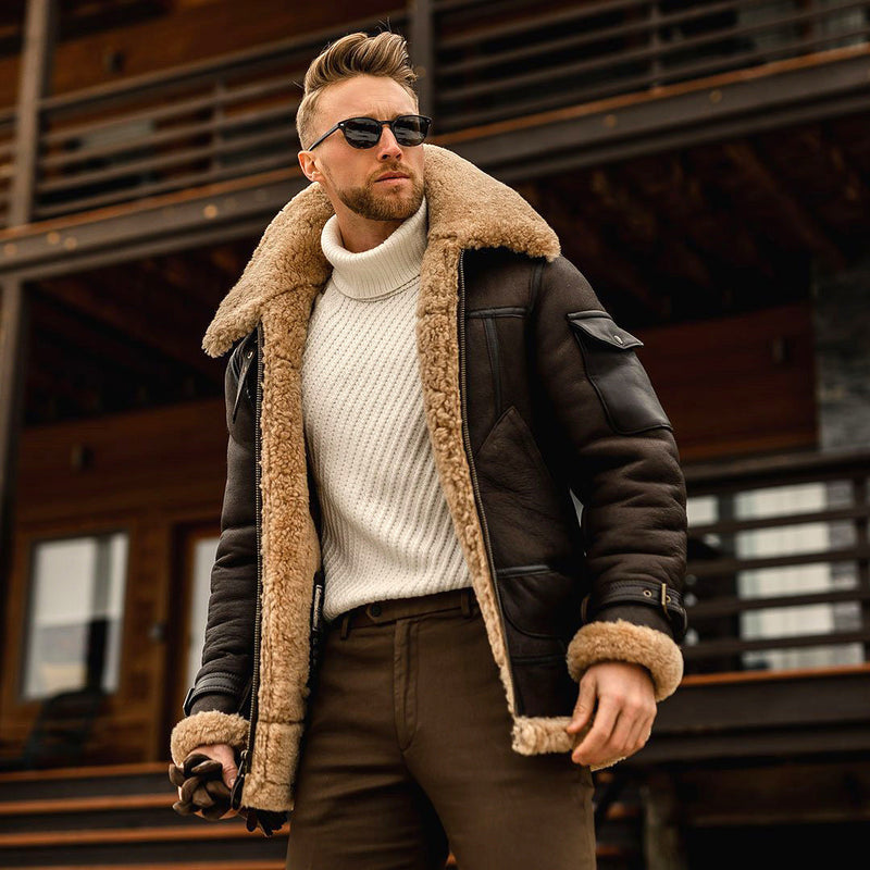 Shearling Aviator Jacket for Men – Warm Comfort and Timeless Style