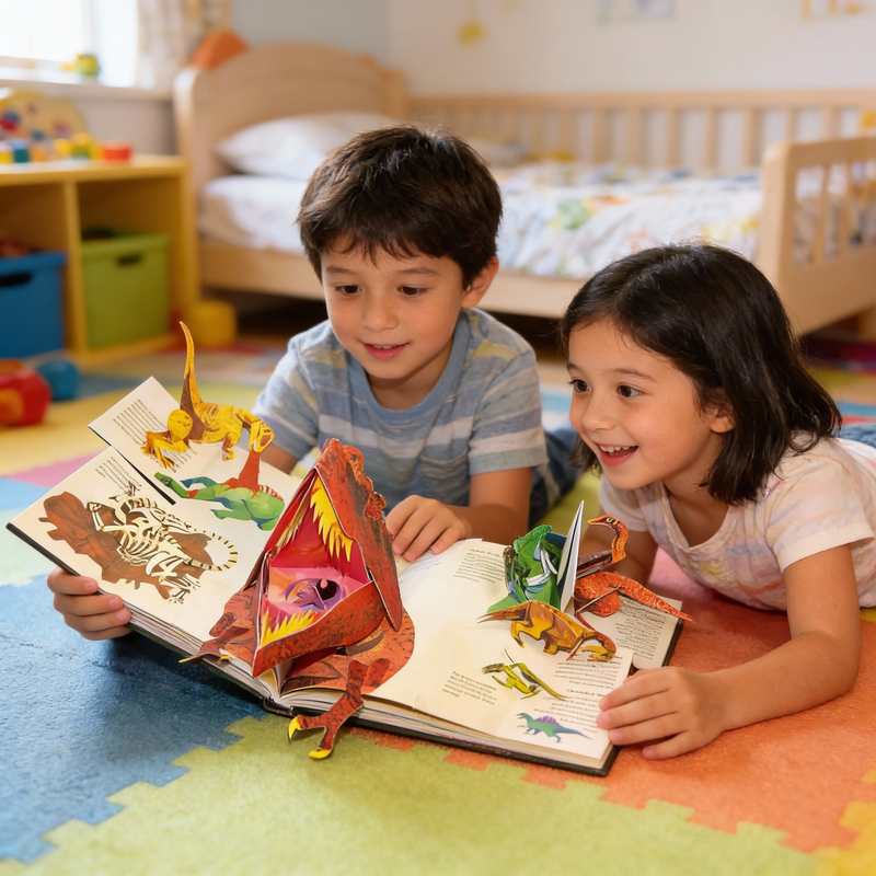 3D Pop-Up Dinosaurs Book with Interactive Pages for Children Edu
