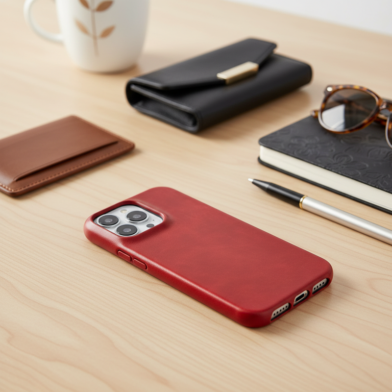 Leather Phone Case for iPhone with Shock-Absorbing Protection