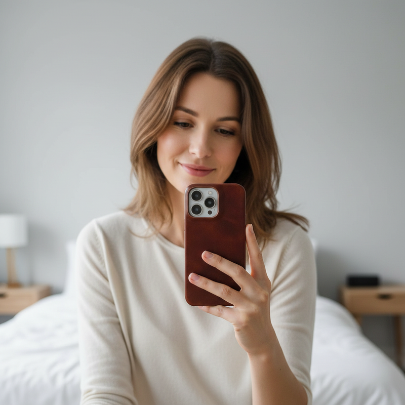 Leather Phone Case for iPhone with Shock-Absorbing Protection