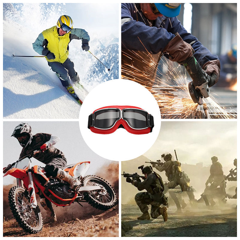 Vintage Motorcycle Goggles with Interchangeable Lenses and Comfort Padding