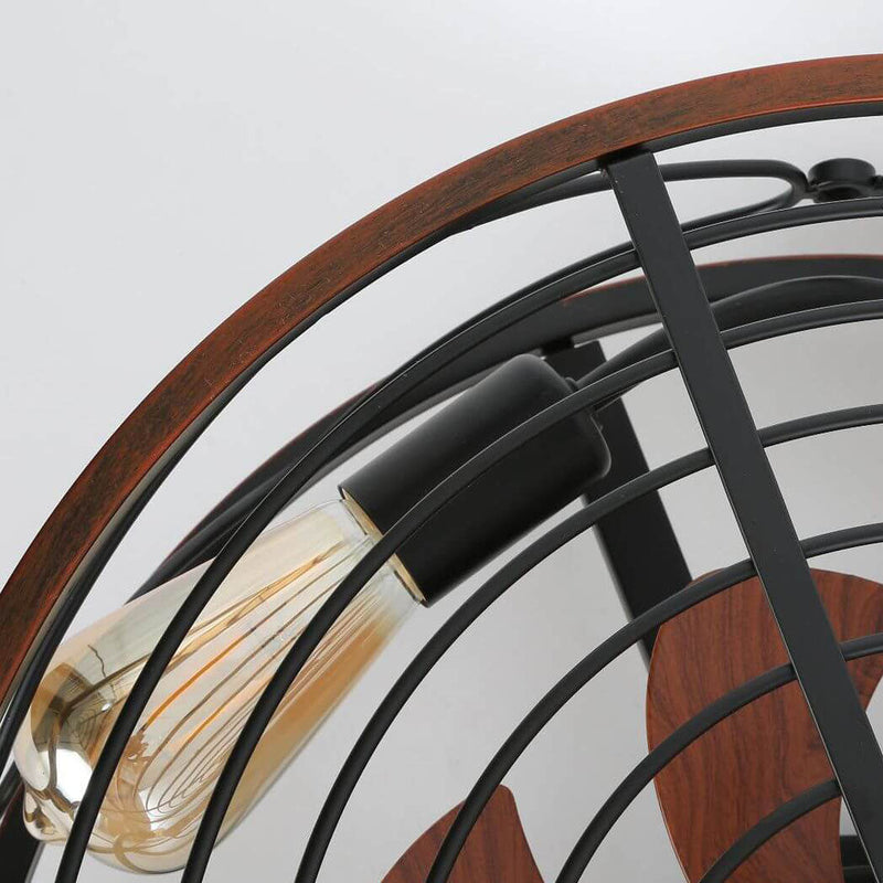 Industrial Flush Mount Ceiling Fan Light with Four Lamps