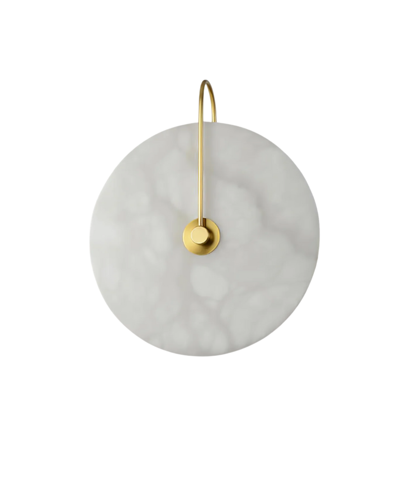 Alabaster LED Wall Lamp with Circular Stone Shade & Warm Ambient Light