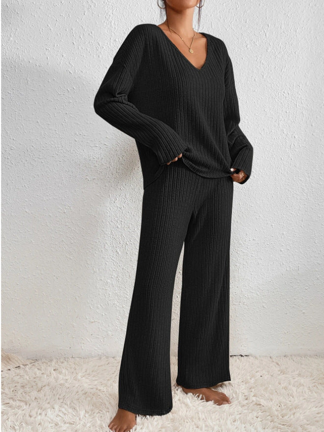 Ladies Knitted Loungewear Two-Piece Set with Soft Texture and Comfort