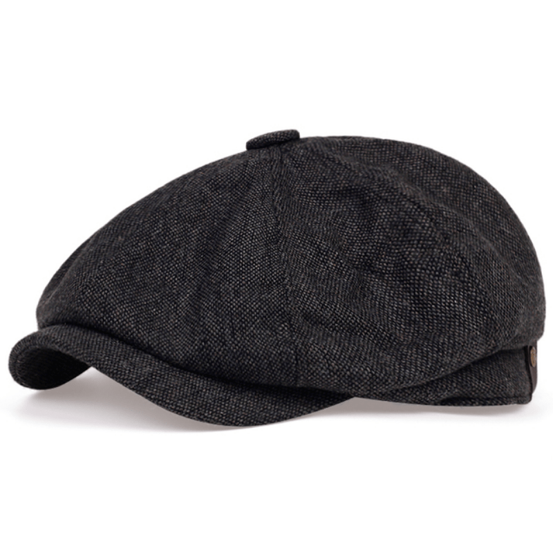 Men's Retro Flat Cap with Herringbone Pattern – Vintage Look Accessory