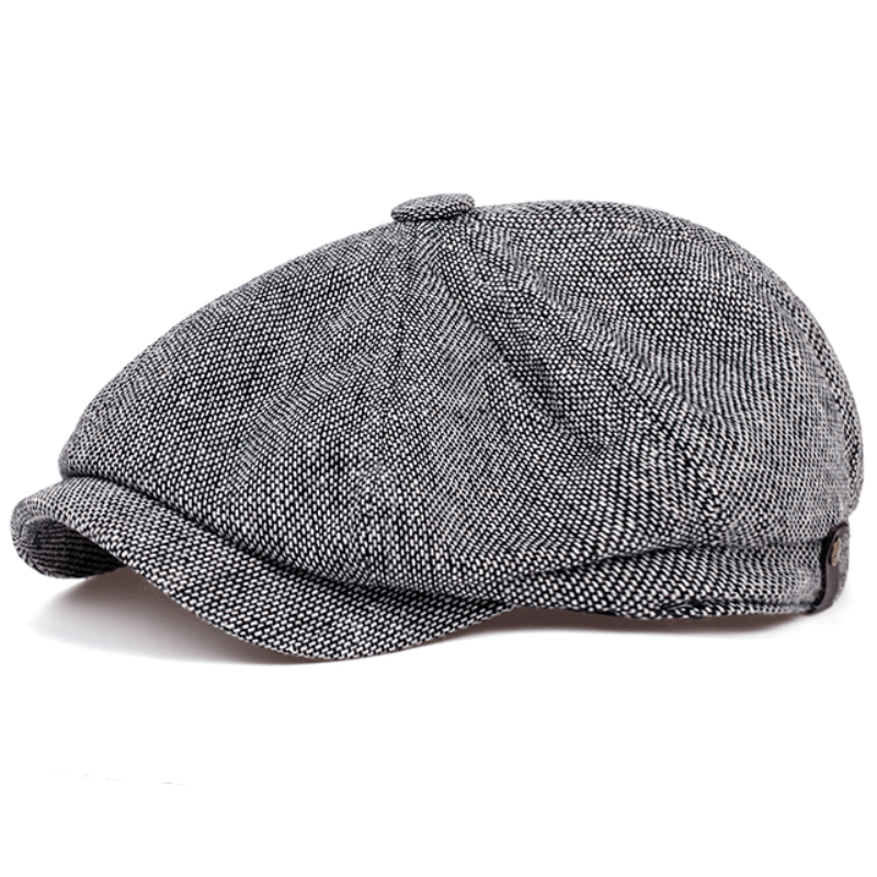 Men's Retro Flat Cap with Herringbone Pattern – Vintage Look Accessory