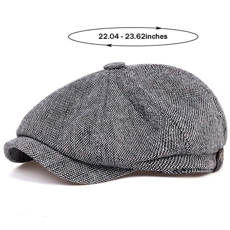 Men's Retro Flat Cap with Herringbone Pattern – Vintage Look Accessory