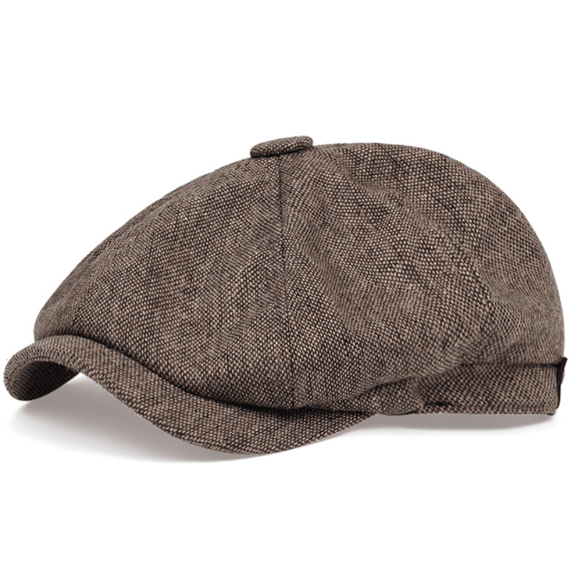 Men's Retro Flat Cap with Herringbone Pattern – Vintage Look Accessory