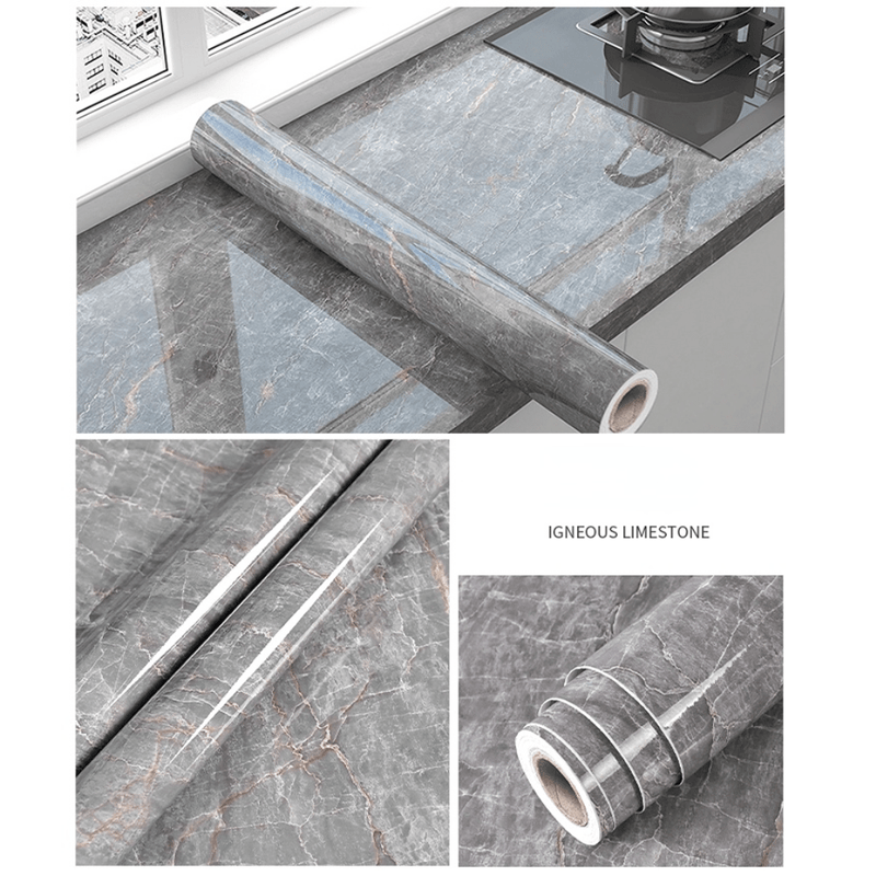 Self-Adhesive Marble Effect Vinyl Wallpaper for Kitchen and Bathroom