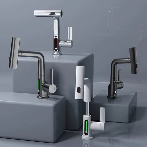 Pull-Out Swivel Tap with Digital Temperature Display