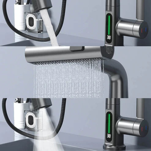 Pull-Out Swivel Tap with Digital Temperature Display
