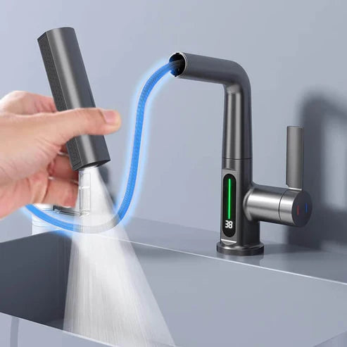 Pull-Out Swivel Tap with Digital Temperature Display