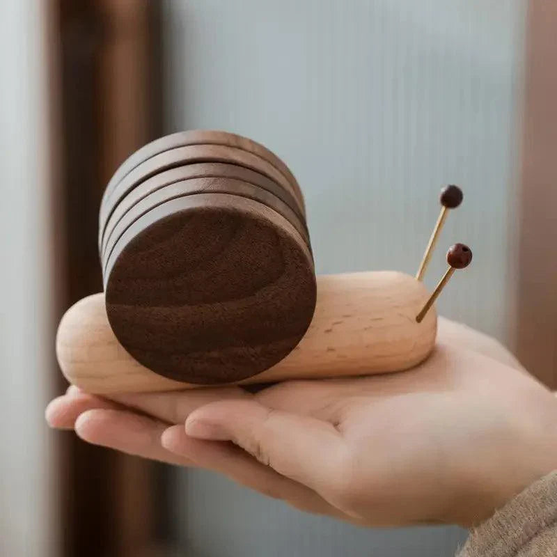 Wooden Coaster Set with Log Design for Table Protection