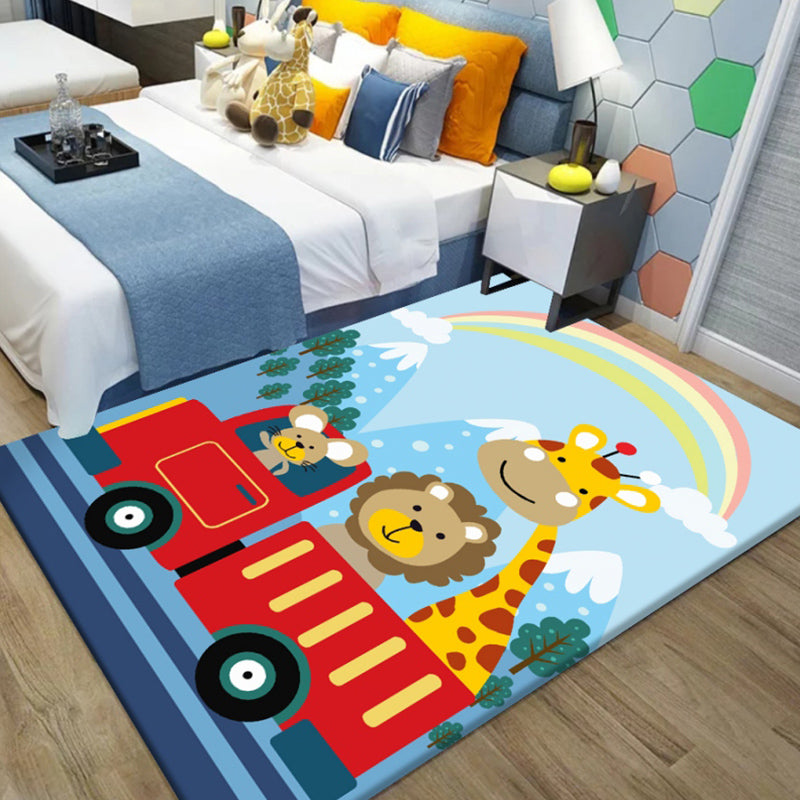 Children's Animal Space Adventure Rectangular Bedroom Rug