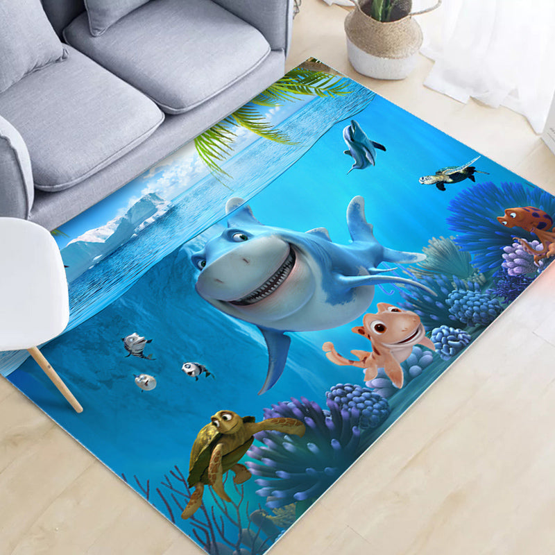 Children's Animal Space Adventure Rectangular Bedroom Rug