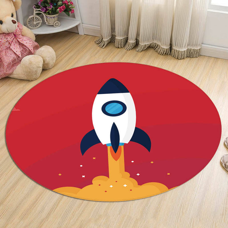 Children's Rocket Space Circular Bedroom Rug
