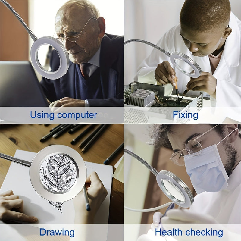 LED Magnifying Glass Lamp with Clamp – Perfect for Hands-Free Work and Precision