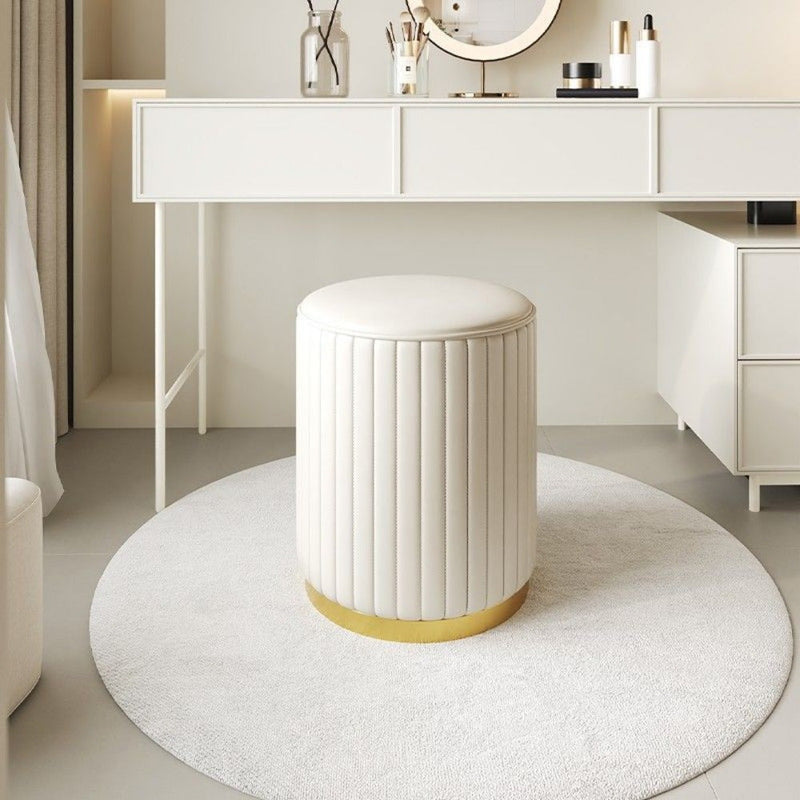 Nordic Chic Storage Ottoman – Stylish Round Pouf with Storage and Mirror Finish