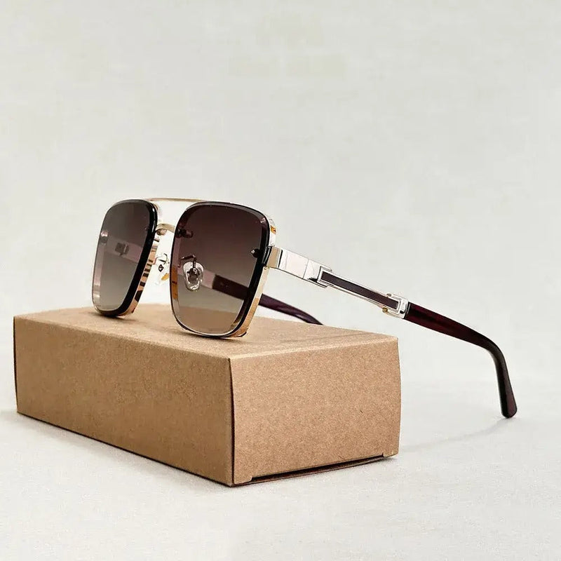 Men's Gradient Aviator Sunglasses with Lightweight Metal Frame and UV400