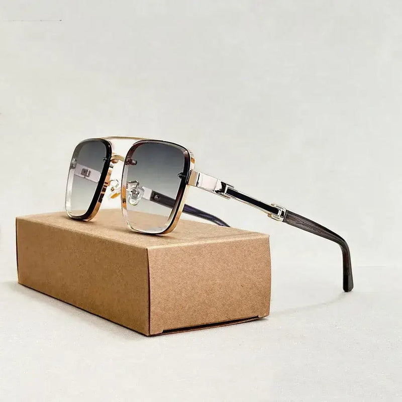 Men's Gradient Aviator Sunglasses with Lightweight Metal Frame and UV400